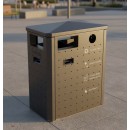 Jumbo 240L Perforated Bin with dual 120L liners and stainless steel ashtray